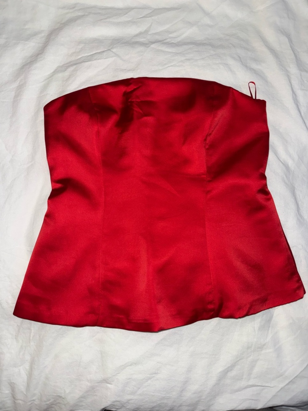 Zara Red Strapless Satin Bustier Top